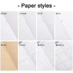 5pcs/lot Replace Note Books 100GSM Journal Inner Paper 4 Sizes 64 Pages Inserts Blank Grid Lineds A5 Notebooks Back to School