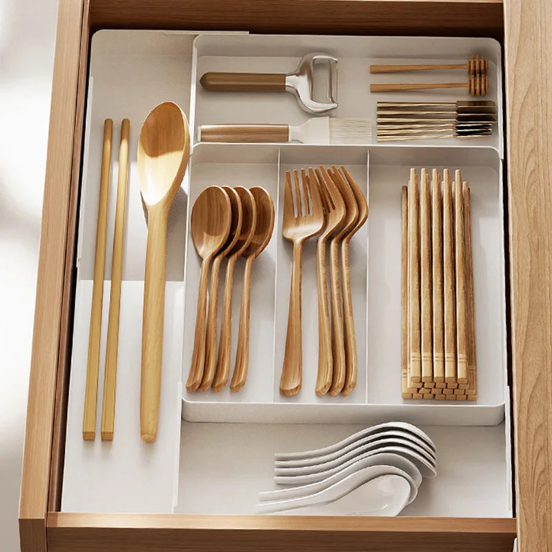 Expandable Drawer Organizer Versatile Adjustable Organizer Cutlery Tray For Kitchen Drawer Spoons Forks Knives Cutlery Holder