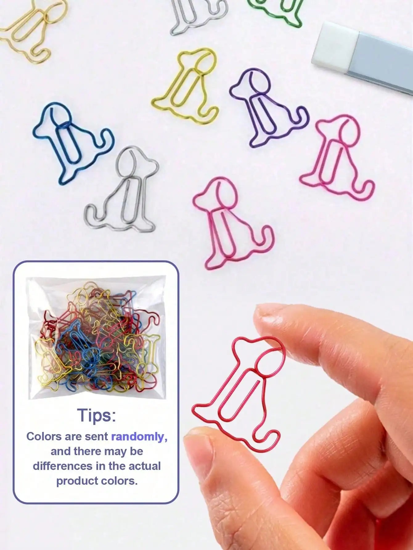 50pcs Colorful Dog‑Shaped Paper Clips – Cute Puppy Bookmarks For Office, School, Planner, Party Decor & Gifting