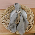 10Pcs 32x32cm Handmade Cloth Napkins with Fringe, Delicate Rustic Decorative Table Napkins for Wedding/Dinner/Party