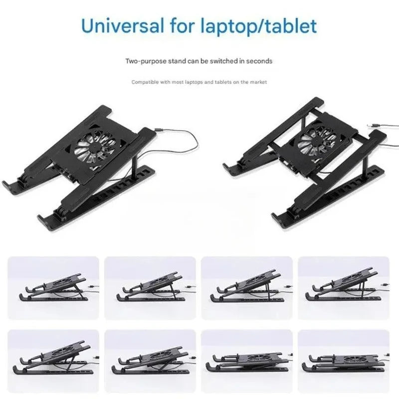 2026 Hot Selling Items Adjustable Height Laptop Cooling Stand Portable Foldable Design Multiple Speed Quiet Fan