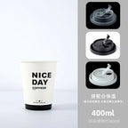 50pcs Thick Double-layer Coffee Paper Cup Disposable 90mm Caliber Hot Drink Leak Proof with Lid Shop Takeaway Paper Cups