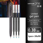 1+3 Refill Japan UNI Gel Pen Small Thick Core 0.38mm Smooth Quick Dry UMN-SF-38 Upgrade UniBall One Black School Supplies