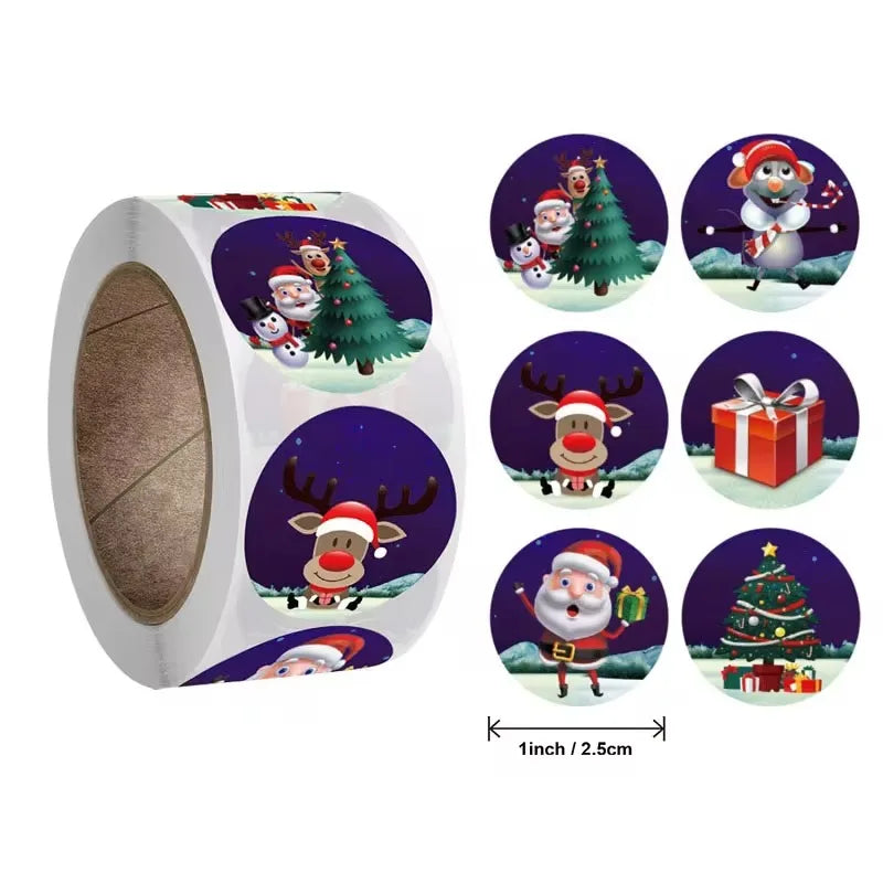 100-500PCS Merry Christmas Stickers Small Stickers for Rolling Sticker Pack Roll Packing Labels
