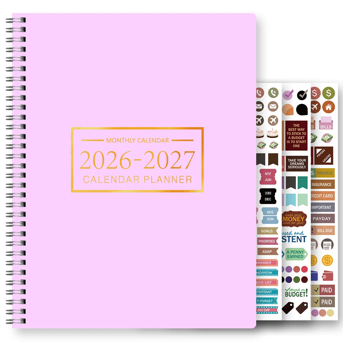 1Pc A4 Monthly Planner and Calendar Book 2 Year Monthly, Large Grid Monthly Organizer with Notes Pages, with 3 Stickers