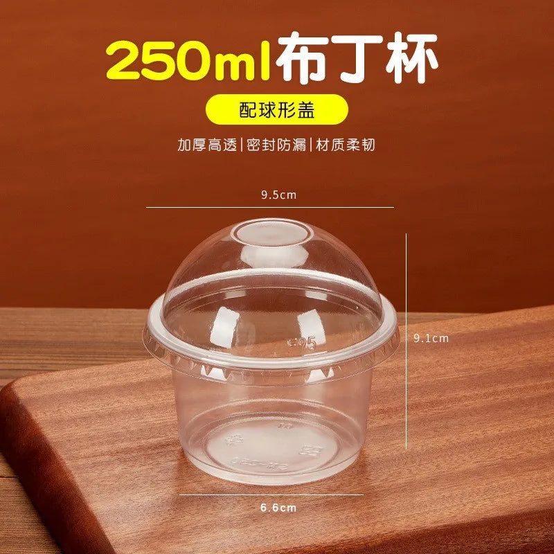 8OZ  Disposable Plastic Cups with Dome Lids Clear Dessert Cup Mini Parfait Appetizer Container for Ice Cream Cake Fruit Jelly