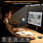 LED Desk Lamp Eye-Caring Desk Light with Stepless Dimming Adjustable Flexible Gooseneck with Clamp for Reading Study Workbench