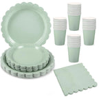 96 Pcs Sage Green Paper Plates And Napkins, 24 Guest Sage Green Party Supplies For Wedding, Birthday,Valentine's Day, Ramadan