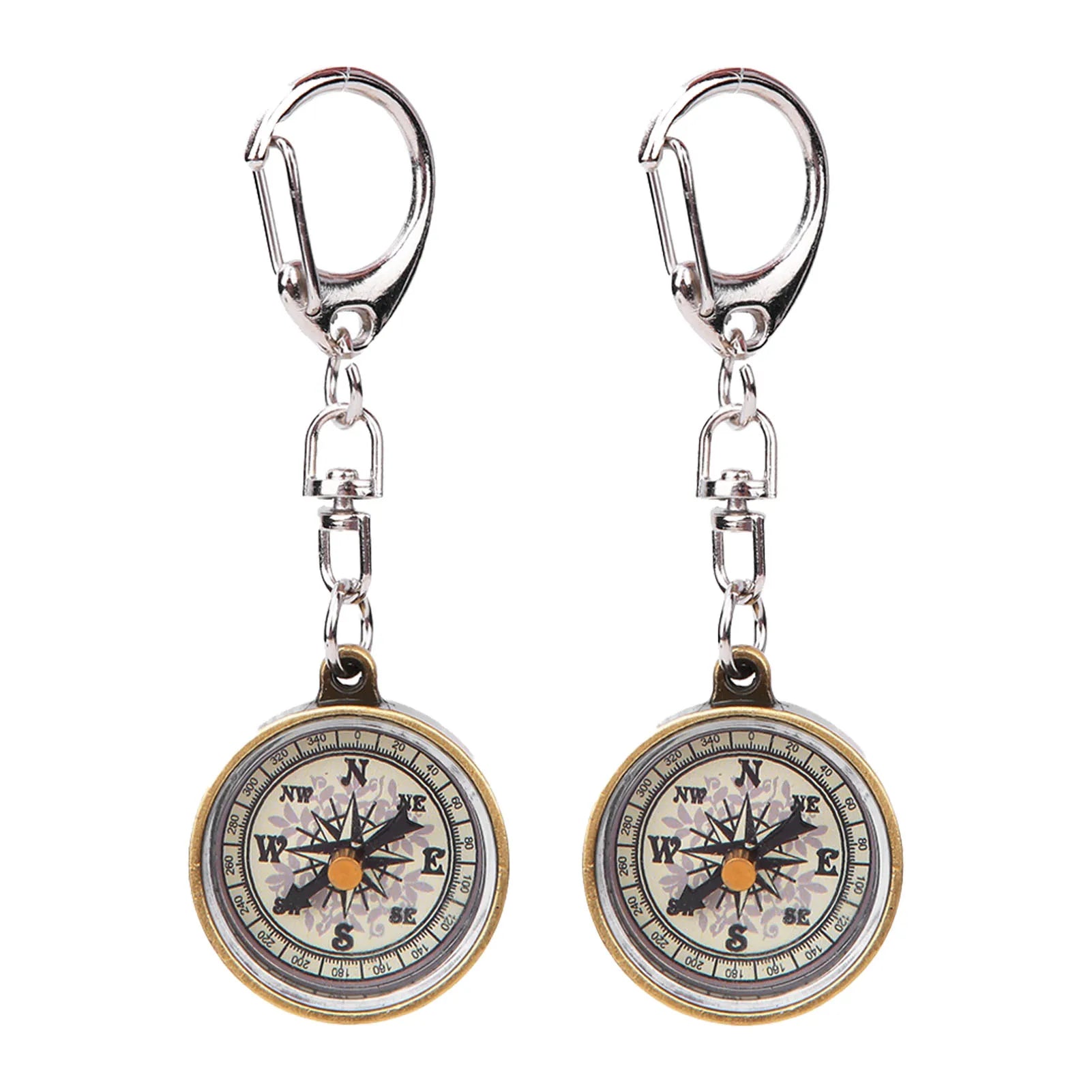 2PCS Lightweight Compass Keychain Vintage Zinc Alloy Pocket For Outdoor Camping/Travel/Direction Navigation Tool Survival Guide