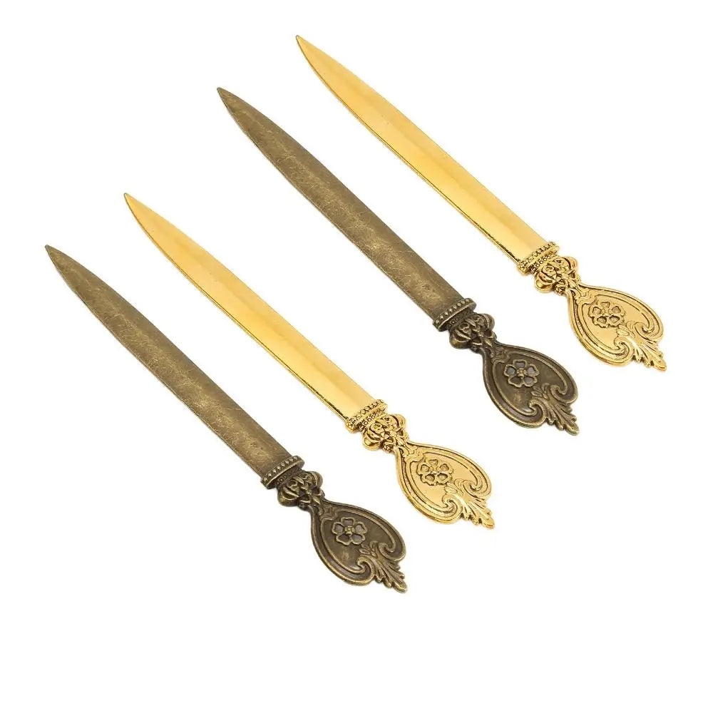 4 Pcs Durable Zinc Alloy Letter Openers Lightweight Retro Envelope Opener Ergonomic Design Bronze Letter Opener Tool Office