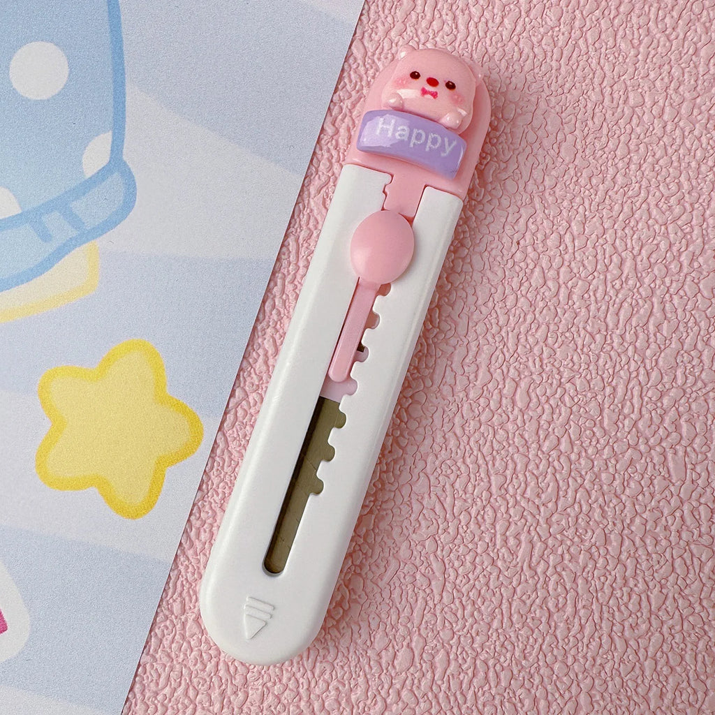 1pc Mini Portable Art Knife Students Use Envelope Opener Cute Cartoon Paper Cutter Office Stationery Express Unpacking Device