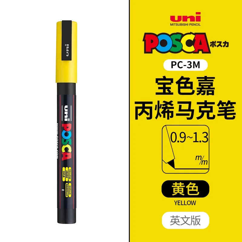 uni POSCA POP Water-Based Marker,Assorted Colors PC-1M/3M/5M 0.7~2.5mm Tips Professional Acrylic Paint Pen for Artists&Designers
