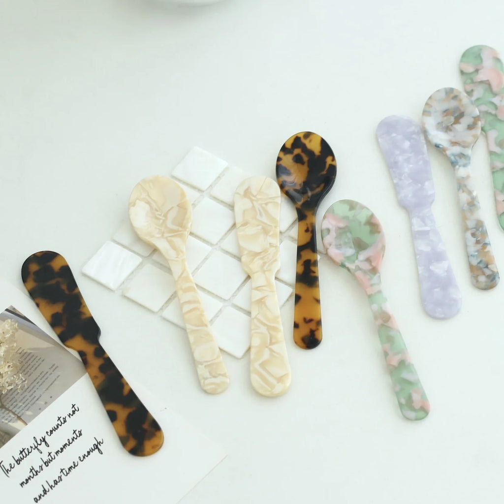 Natural Acrylic Ice Spoon Cream Coffee Caviar Spoon Stirring Spoons Dessert Spoon Teaspoon Crafts Kitchen Tool Tableware