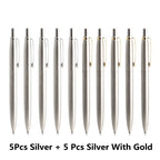 10 Pcs/Set Metal Ballpoint Pens Automatic Ball Pen G2 Refill Black Blue Ink For School Office Stationery Supplies Writing 0.7mm