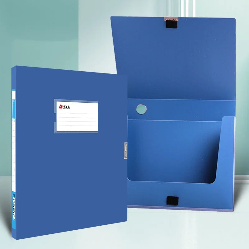 PP material, with a white label, internal compartments, a file box with a snap-lock design, 25/35/55/75mm
