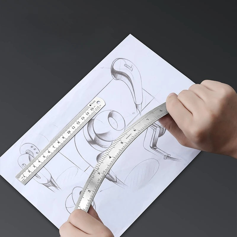 Stainless Steel Metal Straight Ruler Precision Double Sided Precision Measuring Tool Scale Metric Ruler Accessories 15-40cm