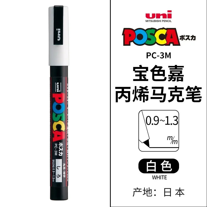 uni POSCA POP Water-Based Marker,Assorted Colors PC-1M/3M/5M 0.7~2.5mm Tips Professional Acrylic Paint Pen for Artists&Designers