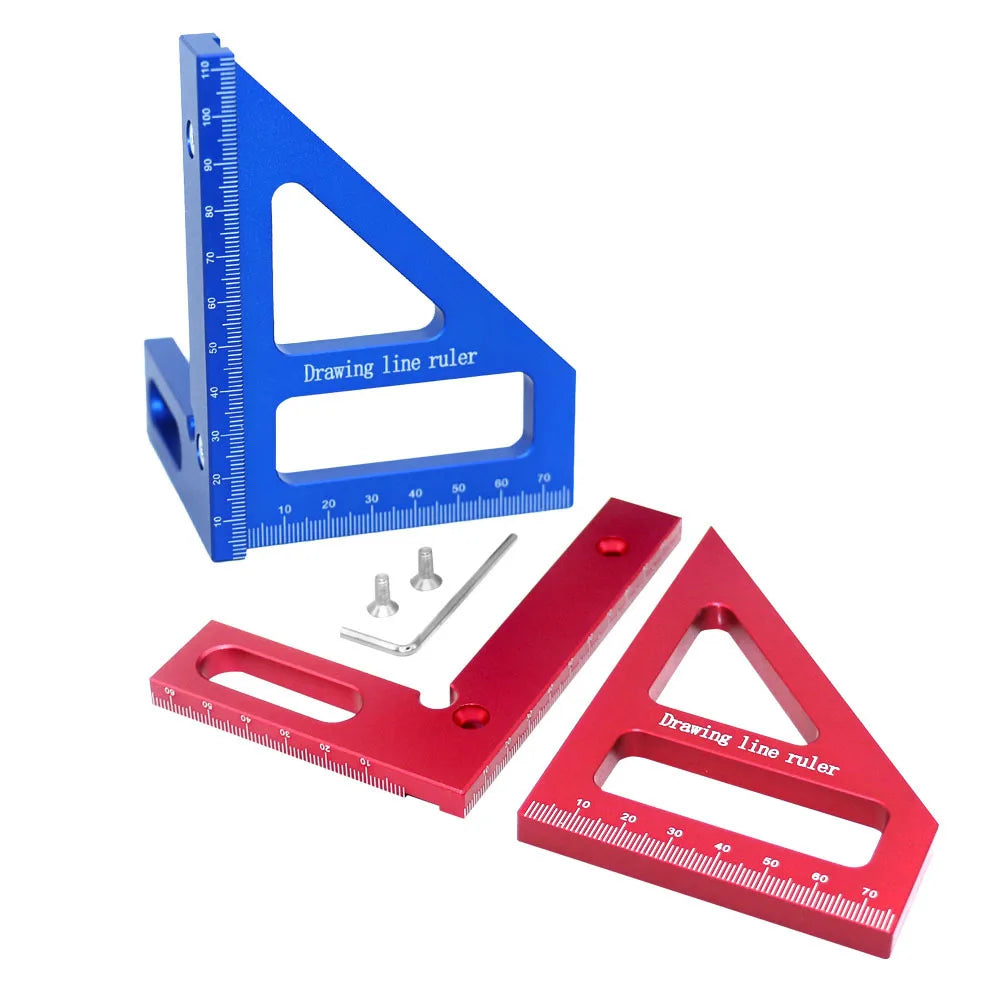 1pc Woodworking Squares and Protractors, Aluminum Alloy Beveled Triangles, High-Precision Layout Measurement Tools.