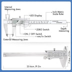 Electronic Digital Caliper, Inch and Millimeter Conversion, LCD Screen Display 0-6” Caliper Measuring Tool, Auto Power Off