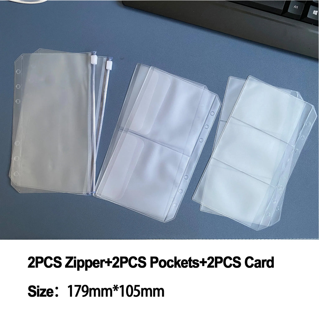 A6 Binder Pockets 6 Holes Cash Envelopes for Budgeting, Clear Zipper Folders for 6-Ring Budget Binder