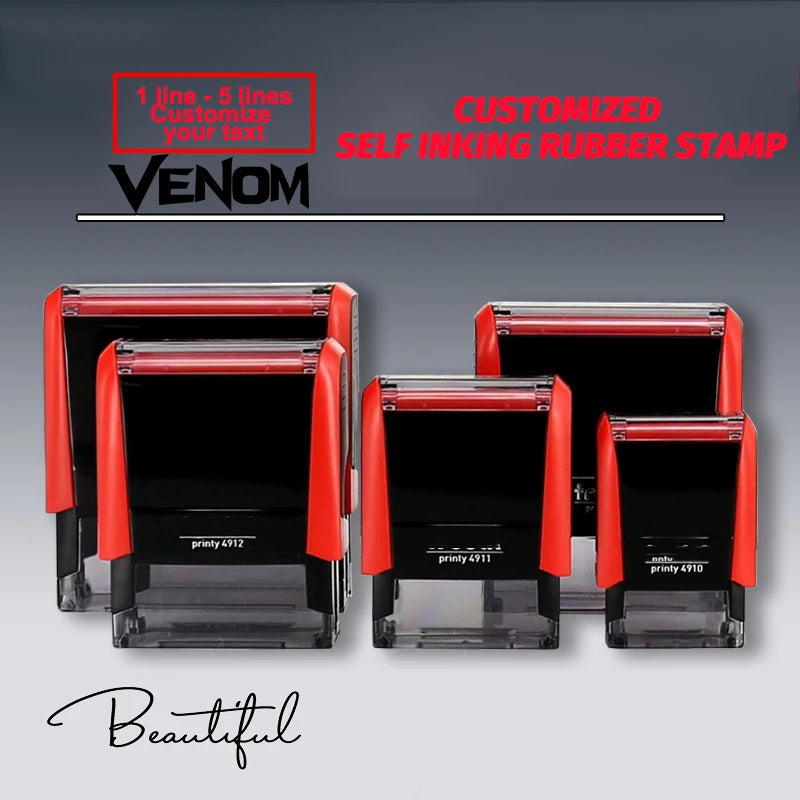 Custom Rectangular Office 1-4 Lines Self-Inking Personalized Stamp Create Your Own Stamp With Your Image, Text, Logo, Drawing