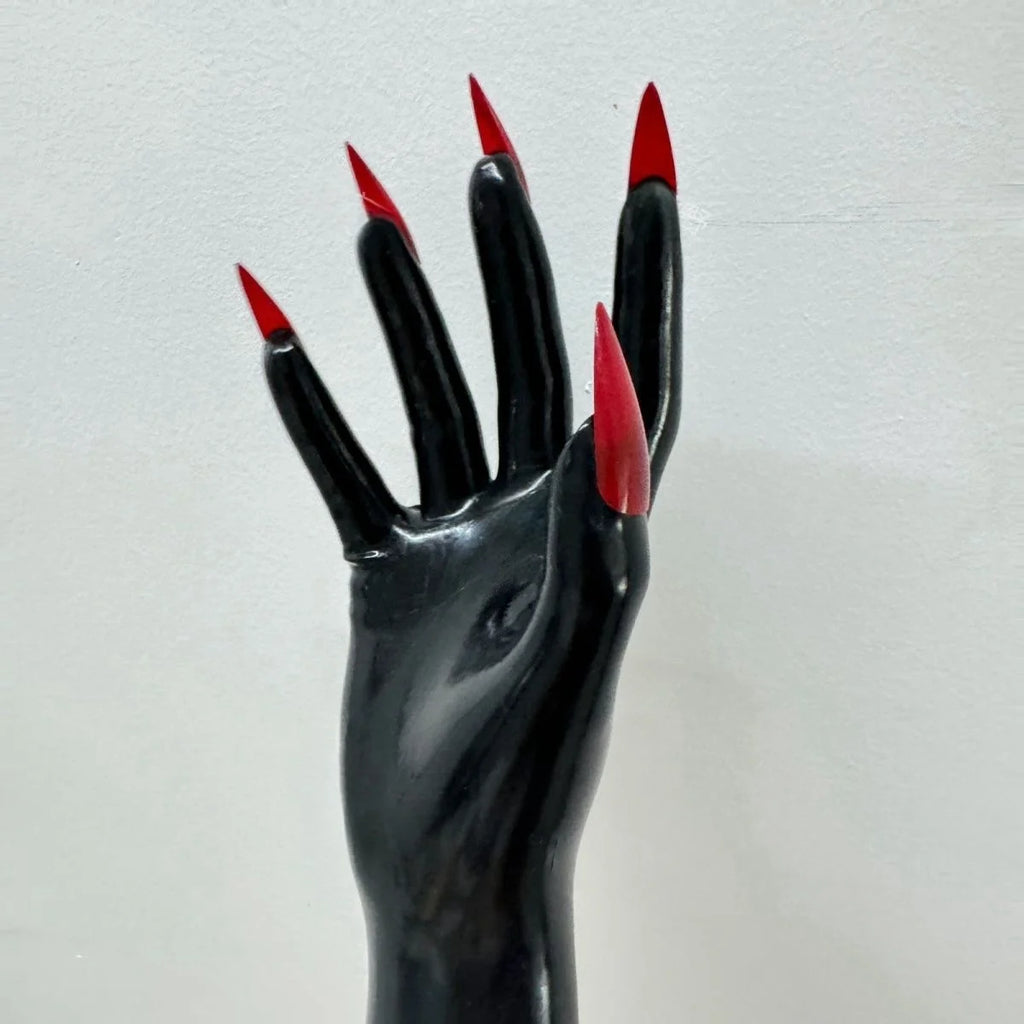 Latex nail art short gloves black Halloween cosplay gloves