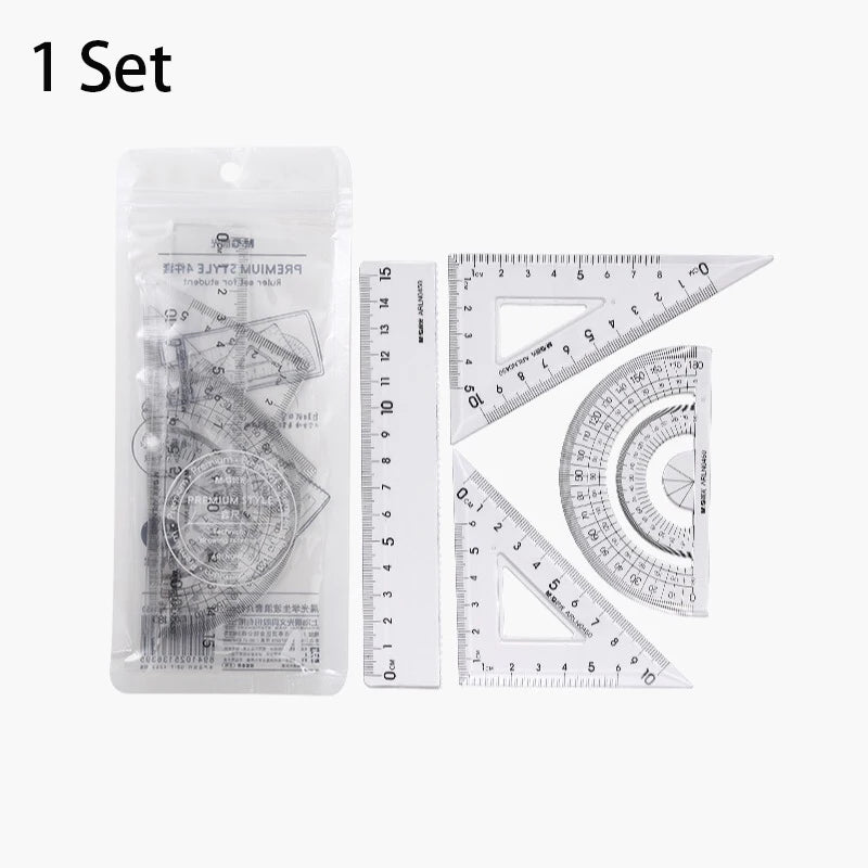 M&G 1 Set Ruler Suit 15cm Straightedge 180 Degree Protractor 45 Degree Triangle Ruler 60 Degree Triangle Ruler Stationery Set