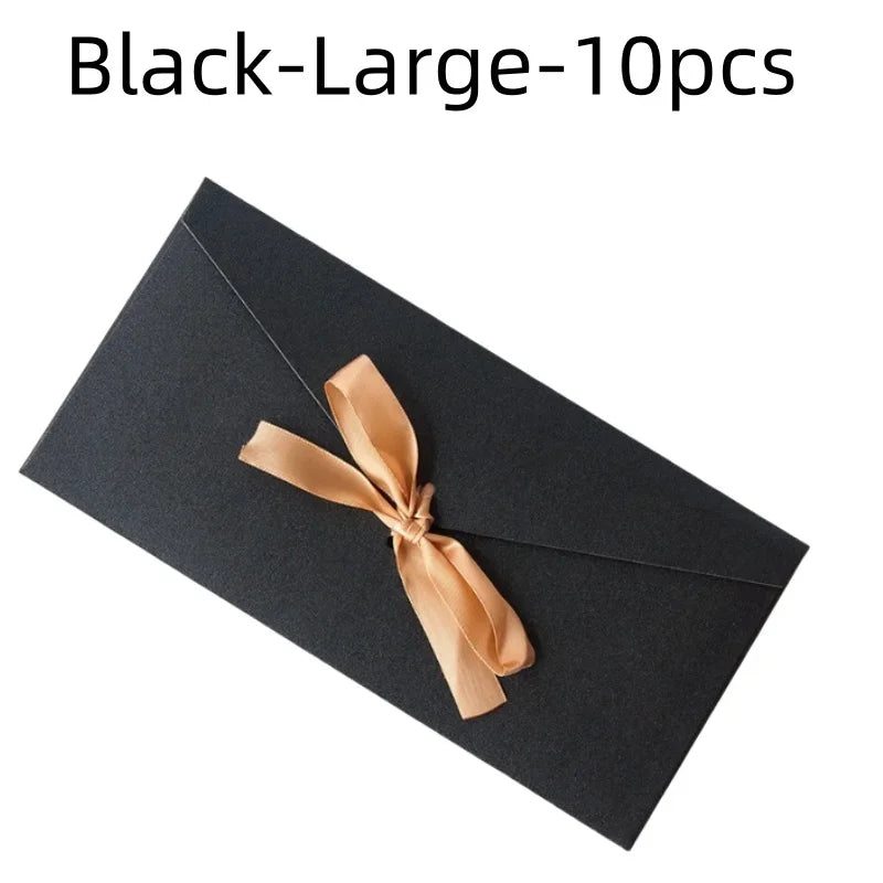 10 Pcs/set Envelope Pearlescent Paper Bow Thicken Ribbon Retro Creative Color Stationery Wedding Invited Gift High Quality