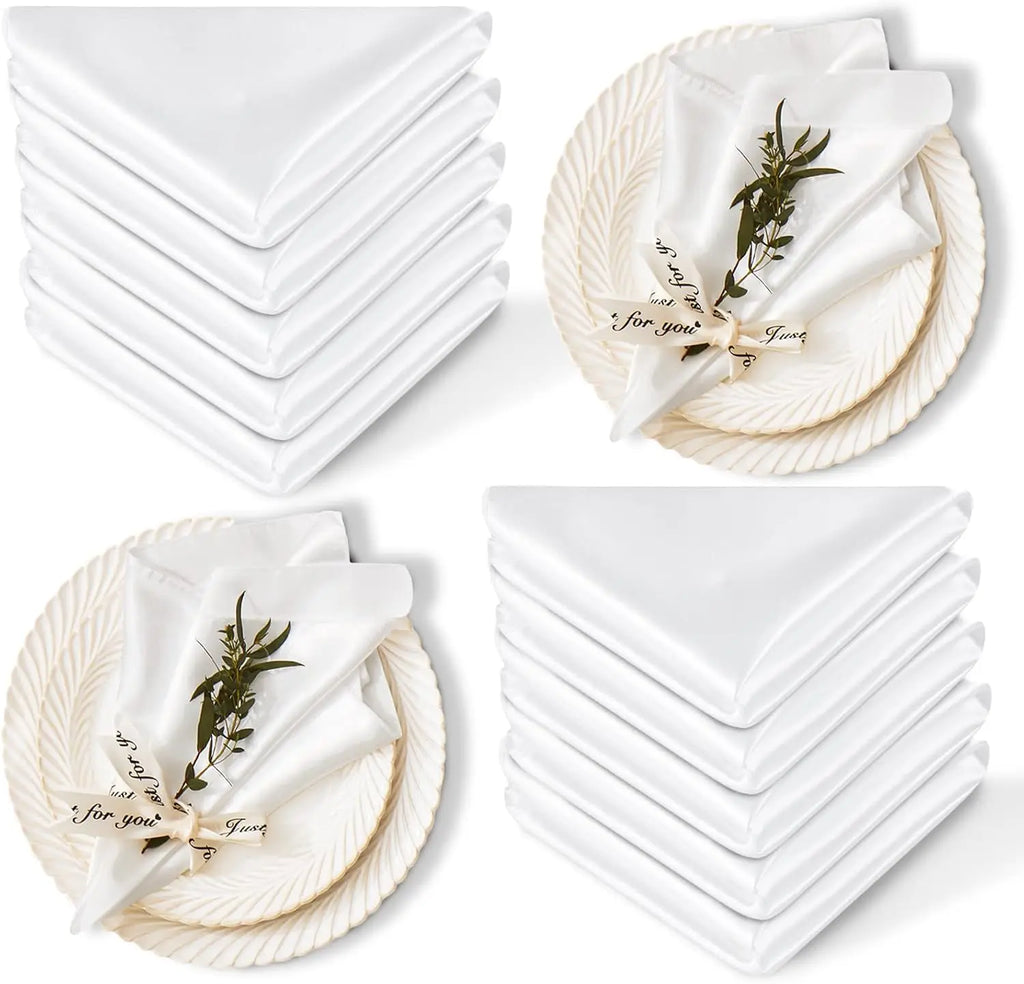 12 Pack Satin Cloth Napkins, 30x30cm Silky Wedding Napkins Cloth, Luxury Dining Table Cloth Napkins for Birthday Holiday Party