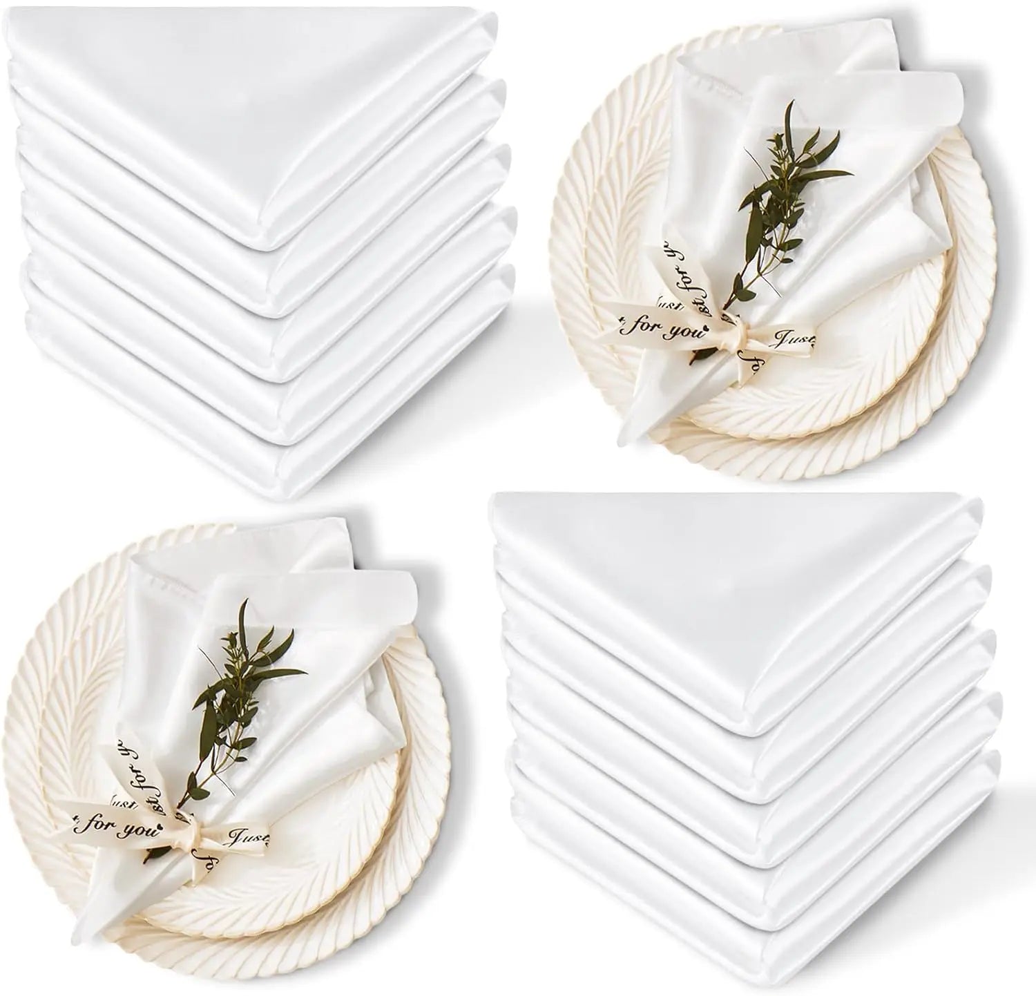 12 Pack Satin Cloth Napkins, 30x30cm Silky Wedding Napkins Cloth, Luxury Dining Table Cloth Napkins for Birthday Holiday Party