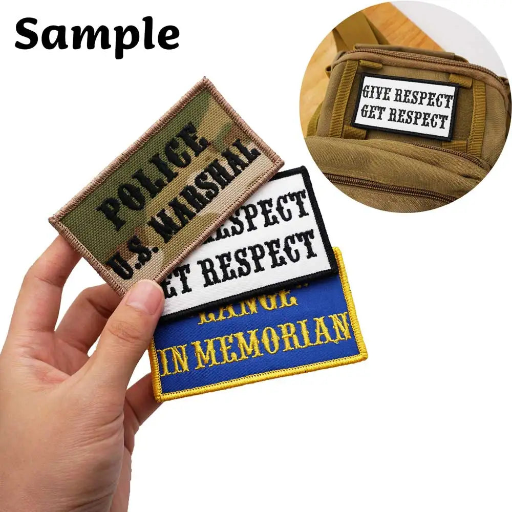 Custom 2 Lines Name Tags  Army Blood Number ID Badage Embroidered Patch with Merrow Border Hook Backing