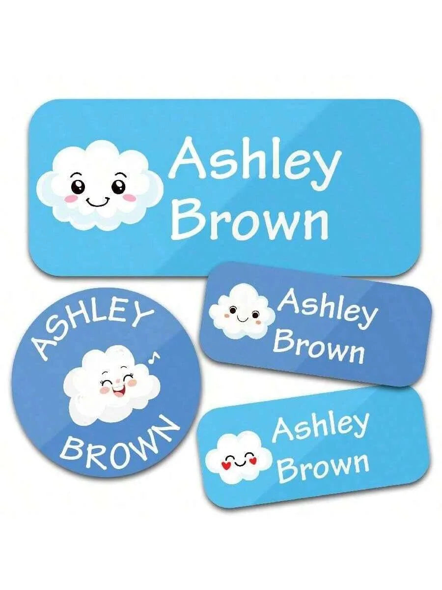 Custom Name Stickers 130 Pieces - Waterproof Personalized Adhesive Labels for Clothing