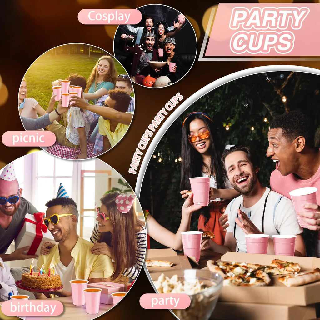 20-60Pc 2oz Mini Party Shot Cups Plastic Black Pink Disposable Birthday Party Wedding Cup for Beer Drinks Soda Punch Water Cups