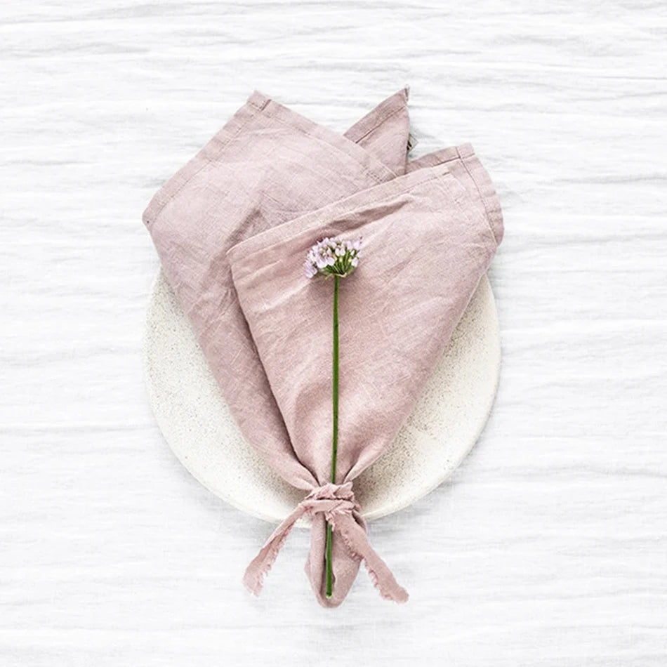 Set of 4 Cloth Napkins 100% Pure Linen 16x16Inch Hemmed Dinner Napkins Easy Care Machine Washable for Christmas Wedding Party
