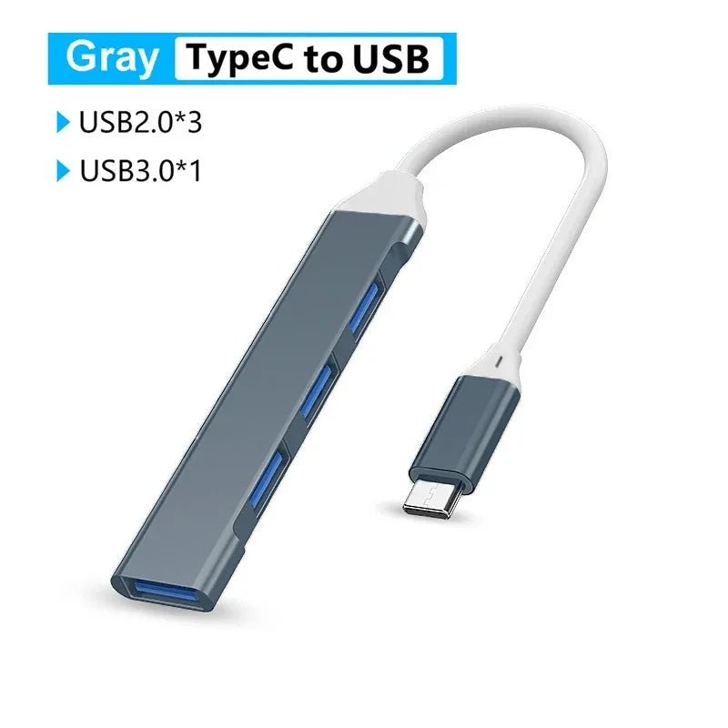 4 Ports USB C Docking Station Type C HUB USB 3.0 HUB 5Gbps High Speed Transmission USB Splitter Adapter OTG  for Laptop Macbook