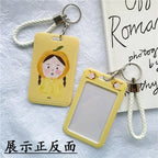 1Pc Solid Color Student Bus ID Card Protective Cover Keyring School Access Door Card Credit Card Holder Bag Set Key Chain