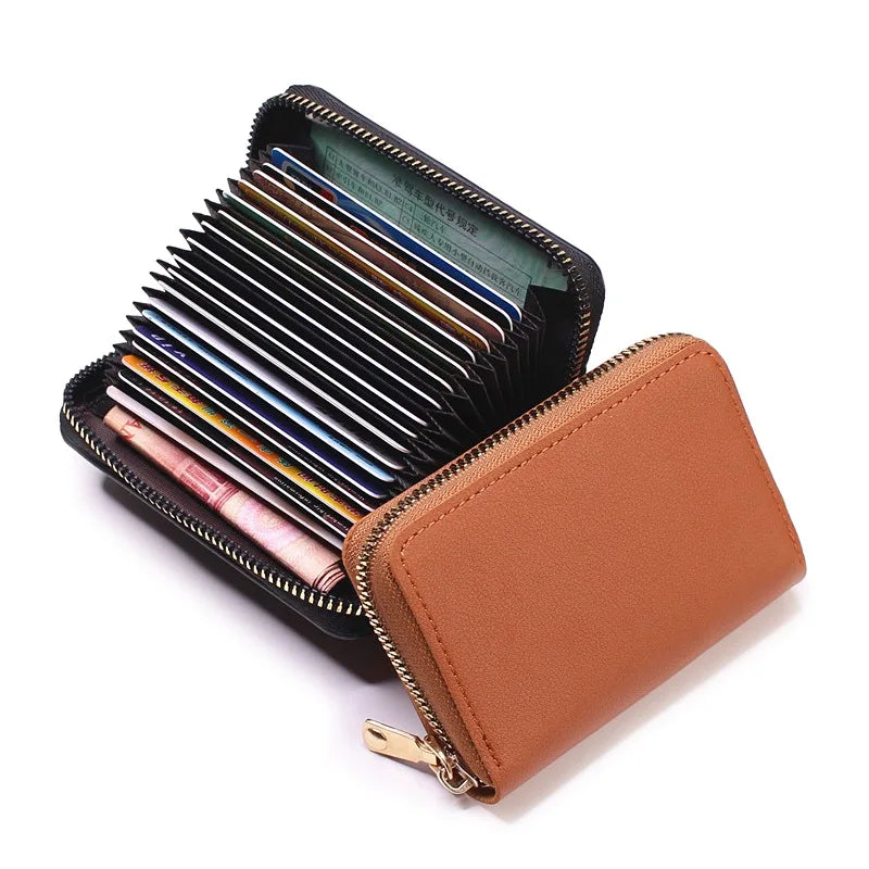 Compact Coin Purse Leather Business Credit Card Case Holder Travel Wallet for Women 20 Card Slots Small Card Pouch with