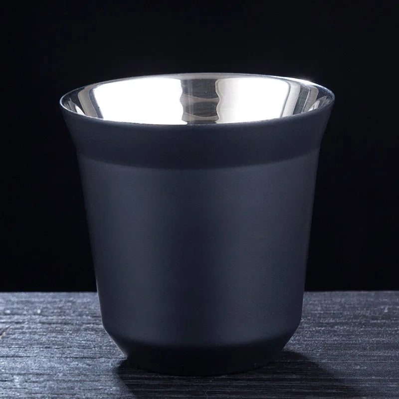 Double Wall Insulated Stainless Steel Espresso Cup Capsule Coffee Mug Metal Drinking Demitasse Cup For Home Indoor or Outdoor