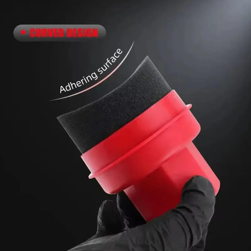 Reusable Tire Wax Applicator Sponge with Lid Curved Car Cleaning Pad for Tire Dressing Detailing Kit Car Waxing Tools