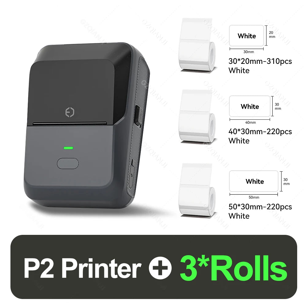 P2 Thermal Wireless Label Printer 20-58mm 2 inch Portable Bluetooth Sticker Mini Printer Price Tag Barcode Label Maker DIY