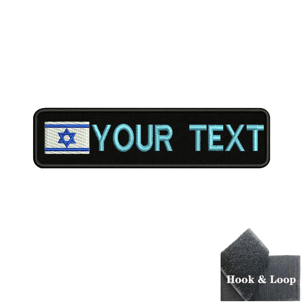 1PC 10cmx2.5cm Israel Flag Custom Personalized Name number Patch Stripes Badge tags Armband Iron On Or Hook Loop embroidered