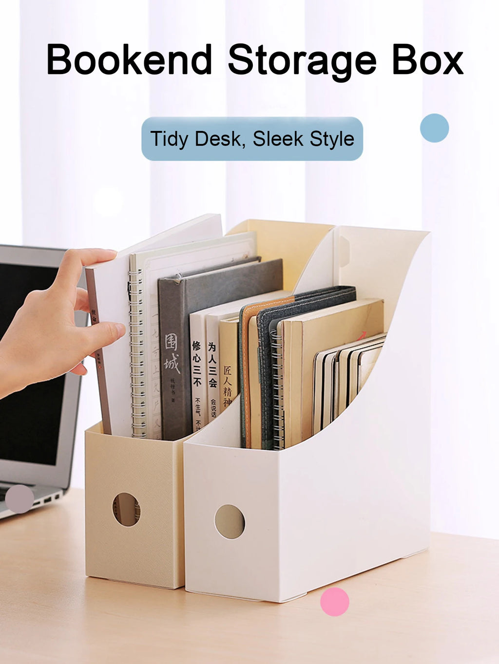 Plastic Desktop File Organizer, Student Office Document Bookends Shelf Adjustable Bookshelf Storage Box for Home School Supplies