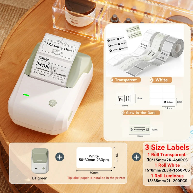 NIIMBOT B1 Portable Thermal Printer With Tapes 2 Inch Adhesive Label Printer Mini Bluetooth Sticker Maker Support Smartphones PC