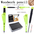 Creative 54mm Long Head Carpenters Mechanical Pencil With 1 Box Lead,2.8mm Deep Hole Woodworking Marking Pencil Drawing Tool