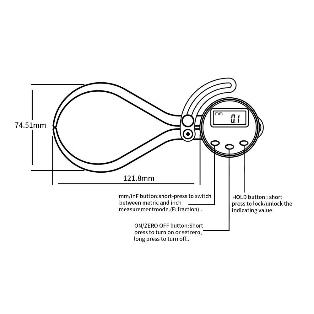 SHANHR Digital Inside Outside Caliper Gauge Fraction/mm/in Inside Digital Caliper Gauge For Woodworking