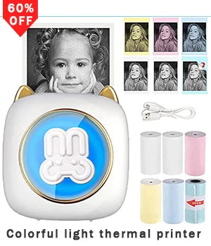Mini Portable Printer Thermal Printing Sticker Wireless Inkless Mini Pocket Printer Self-adhesive Label Printer Photo Printer