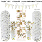 Gold Party Disposable Tableware Set Paper Plates Cups Napkins for Birthday Wedding Bachelorette Party Decoration Baby Shower