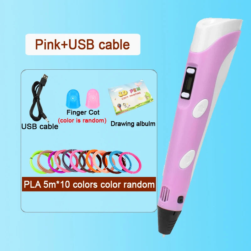 3D Printing Pen With LCD Screen Compatible PLA Filament Drawing Pen Safe Paiting for Children DIY Boys Girls Birthday Gifts