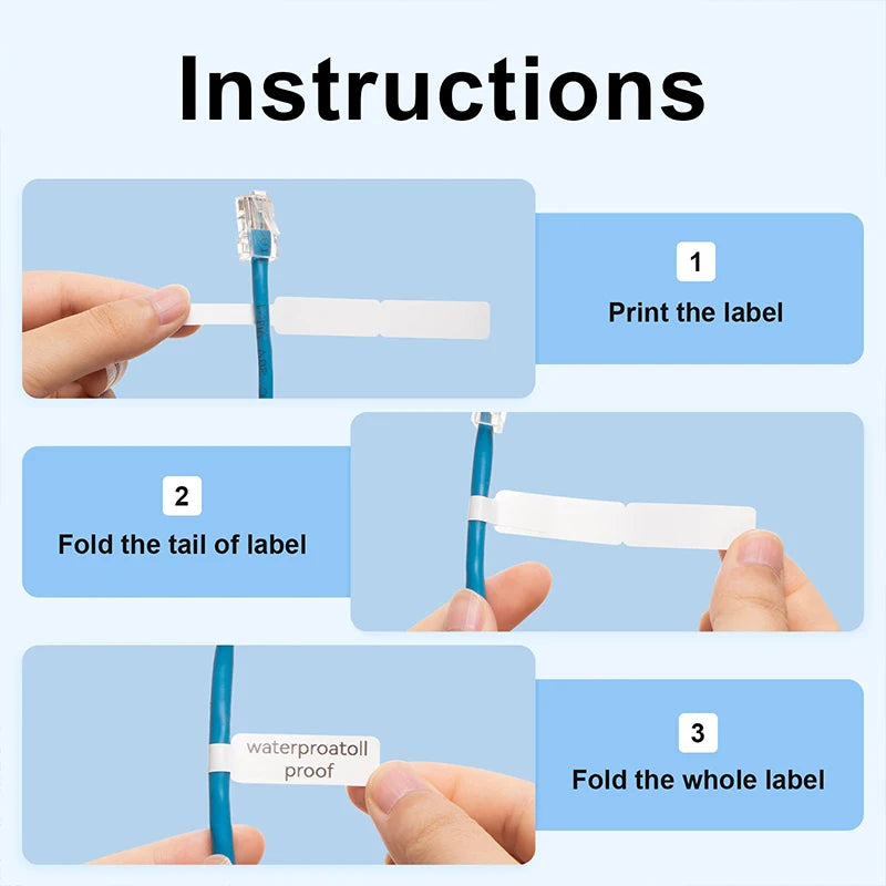 Niimbot Thermal Cable Label 1Roll Paper Adhesive Waterproof Color UV Sticker For D11/D110/D101 Mini Portable Printer Label Maker