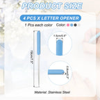2-8Pcs Letter Opener Stainless Steel Lightweight Handle Envelope Opener Mail Opener Letter Slitter for Package Box Open 4Colors
